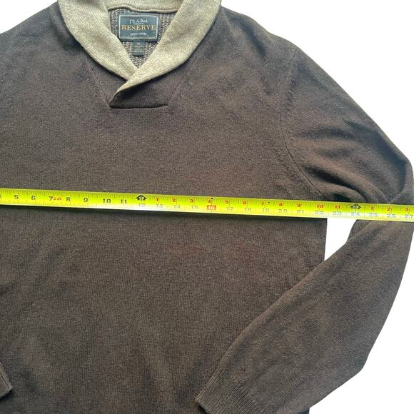 Jos. A. Bank Reserve Lambswool Shawl Collar Sweater XL Brown Tan Retail $150 - Picture 3 of 6